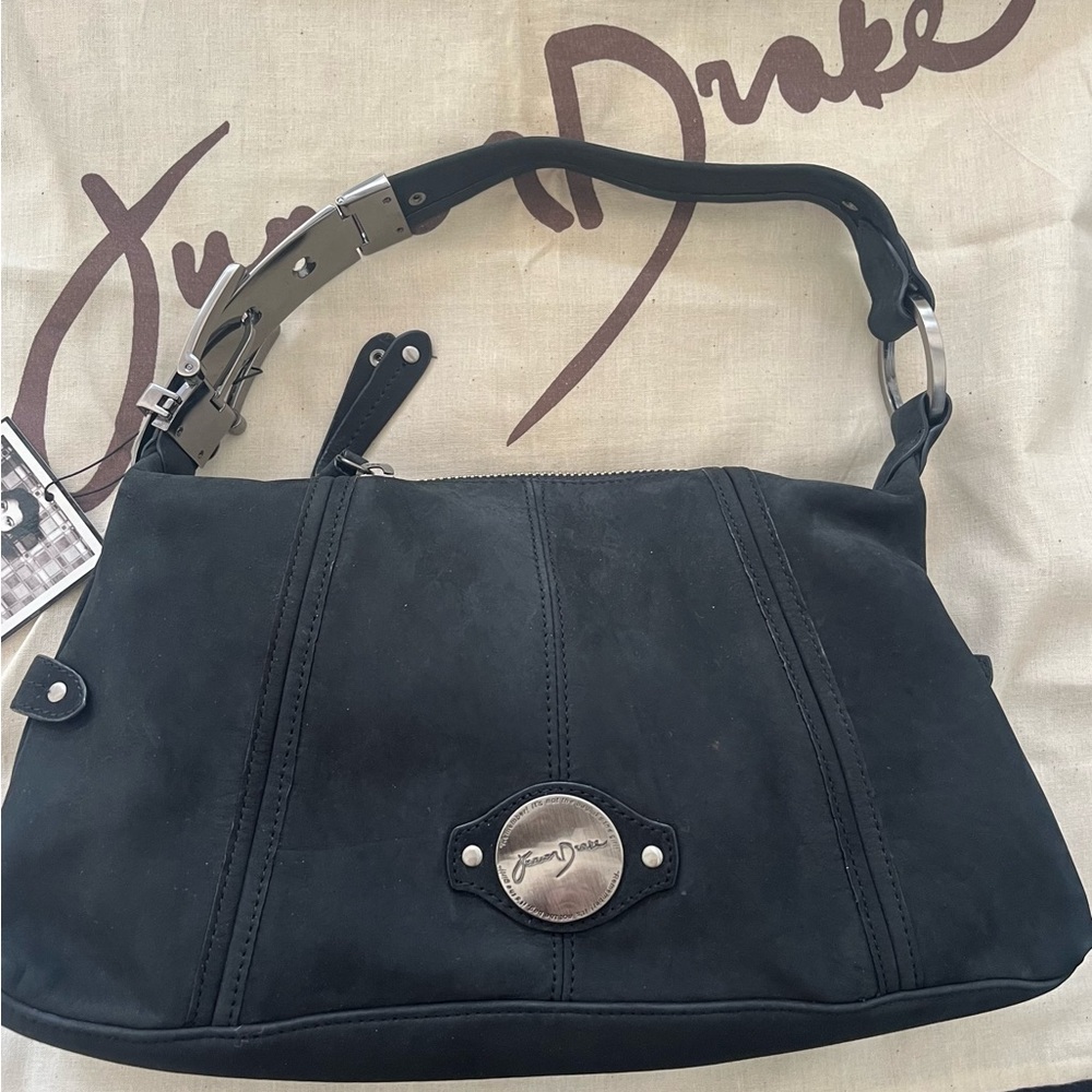Junior Drake black suede bag
